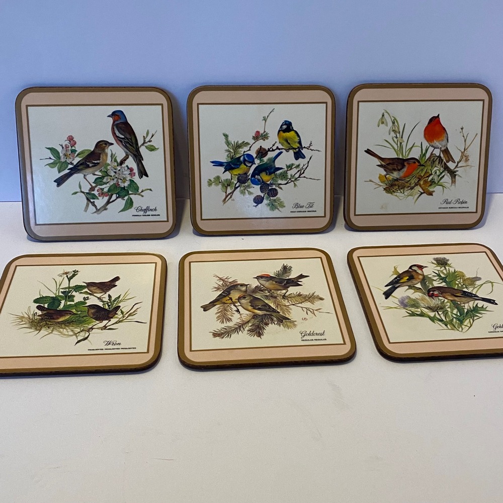Pimpernel Coasters Set of 6 OS Multicolor Excellent British Garden Birds